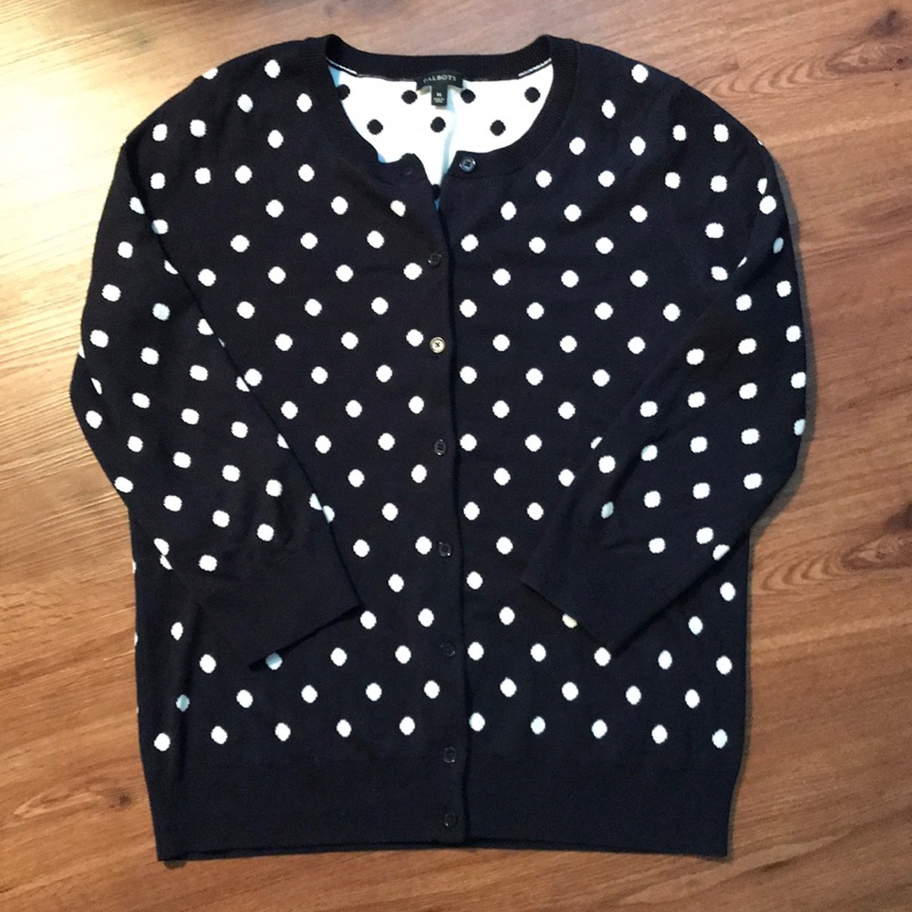 EUC Talbots 3/4 sleeve dot cardi